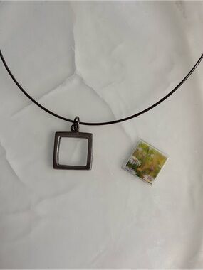 Square Frame Pendant Necklace Sterling Silver